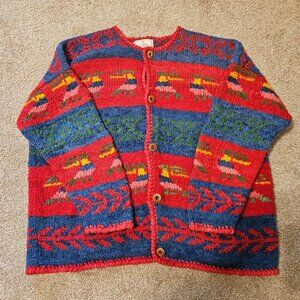Hand knitted Cardigan/Sweater Made in Bolivia 100% Wool Express Tricot